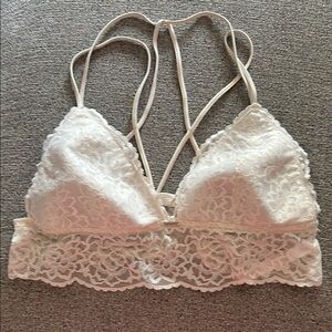 PINK Victoria's Secret White Lace Bralette Strappy Design